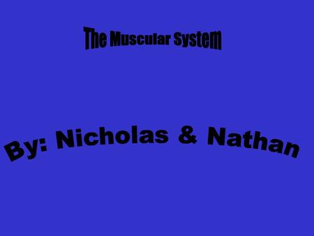 The Muscular System By: Nicholas & Nathan.