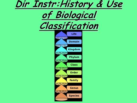 Dir Instr:History & Use of Biological Classification