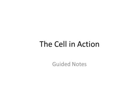 The Cell in Action Guided Notes.