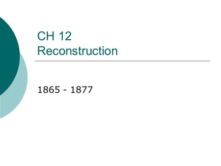 CH 12 Reconstruction 1865 - 1877.