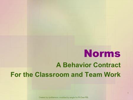 A Behavior Contract For the Classroom and Team Work