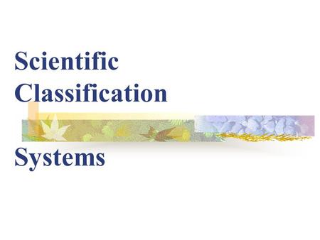 Scientific Classification Systems