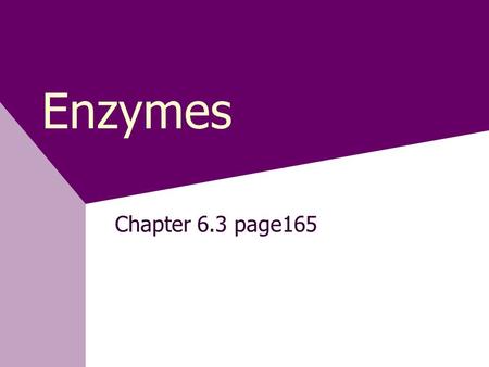 Enzymes Chapter 6.3 page165.