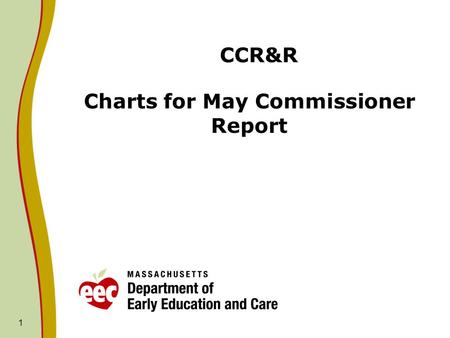 CCR&R Charts for May Commissioner Report 1. CCR&R 2 Standard Deviation: DSS:40 ; DTA: 160; Income Eligible: 380; ARRA: 73 Grand Total: 449 Avg. = Average.