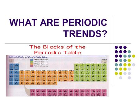 WHAT ARE PERIODIC TRENDS?