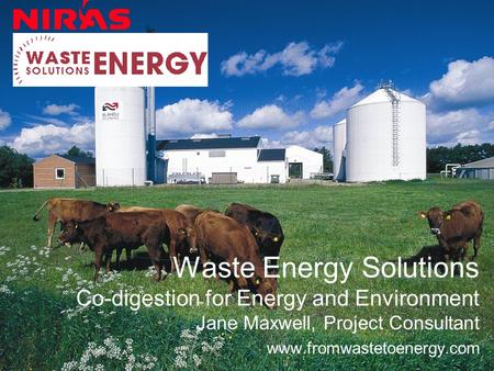 Waste Energy Solutions Co-digestion for Energy and Environment Jane Maxwell, Project Consultant www.fromwastetoenergy.com.