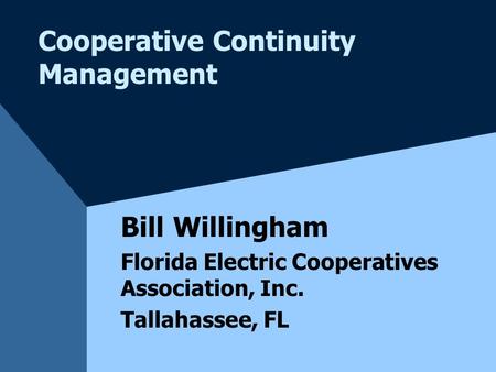 Cooperative Continuity Management