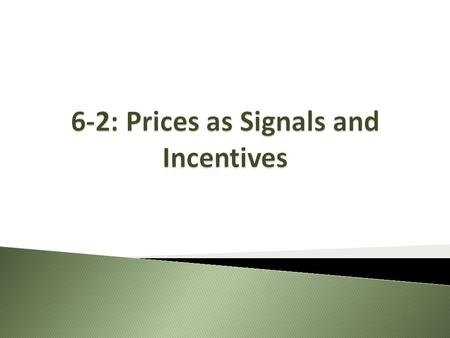 6-2: Prices as Signals and Incentives