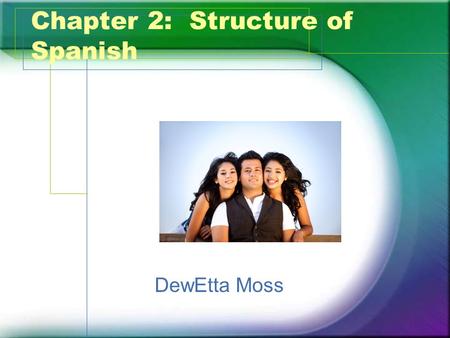 Chapter 2: Structure of Spanish DewEtta Moss. What? Phonetically, Spanish is an easier language to learn than English because there are 22 phonemes and.
