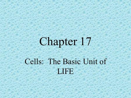 Chapter 17 Cells: The Basic Unit of LIFE. 1. Organization-cell-basic unit of all living organisms 3. Homeostasis-balance-equilibrium 4. Movement (Biological)-locomotion.
