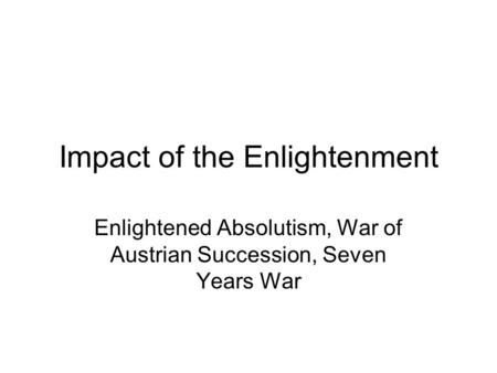 Impact of the Enlightenment