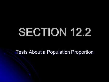 Tests About a Population Proportion