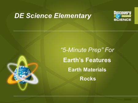 DE Science Elementary 5-Minute Prep For Earths Features Earth Materials Rocks.
