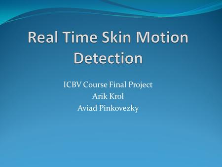 ICBV Course Final Project Arik Krol Aviad Pinkovezky.
