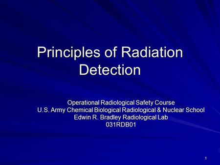 Principles of Radiation Detection