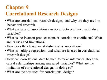 Chapter 9 Correlational Research Designs