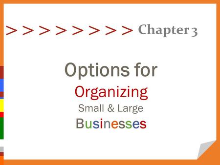 > > > > Options for Organizing Small & Large Businesses Chapter 3.
