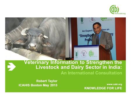 Www.cabi.org KNOWLEDGE FOR LIFE Veterinary Information to Strengthen the Livestock and Dairy Sector in India: An International Consultation Robert Taylor.
