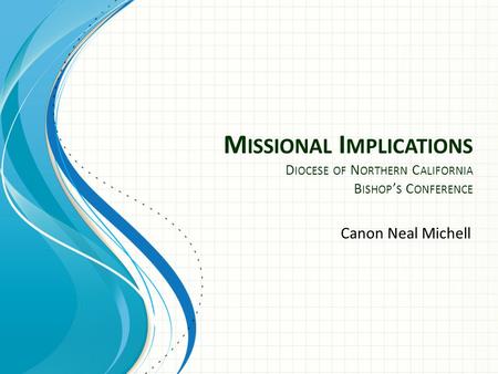 M ISSIONAL I MPLICATIONS D IOCESE OF N ORTHERN C ALIFORNIA B ISHOP ’ S C ONFERENCE Canon Neal Michell.
