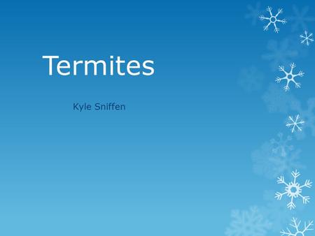 Termites Kyle Sniffen. Introduction “Chomp…Chomp…Chomp” This might be the innocent sound of something happily eating it’s lunch, or it could be the sound.