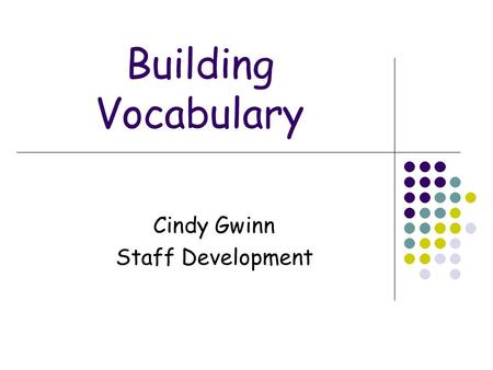 Cindy Gwinn Staff Development