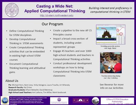 Casting a Wide Net: Applied Computational Thinking Office of STEM Education Partnerships innovate, educate, collaborate