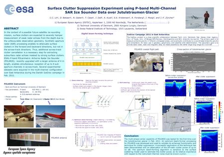 Surface Clutter Suppression Experiment using P-band Multi-Channel SAR Ice Sounder Data over Jutulstraumen Glacier C.C. Lin 1, D. Bekaert 1, N. Gebert 1,
