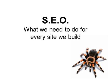 S.E.O. What we need to do for every site we build.