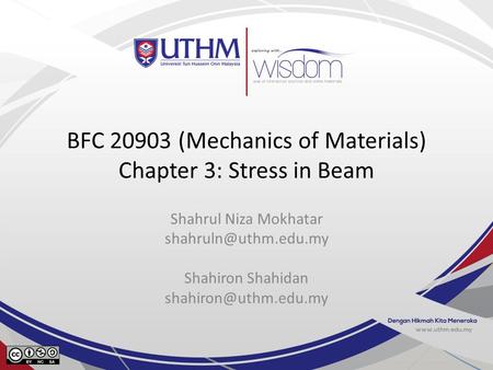 BFC (Mechanics of Materials) Chapter 3: Stress in Beam
