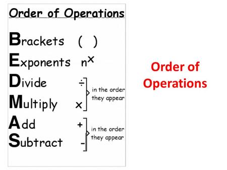 Order of Operations. Learning Goals Understand that an expression is a mathematical statement with numbers and operations. (x, +, -, ÷) Use the correct.
