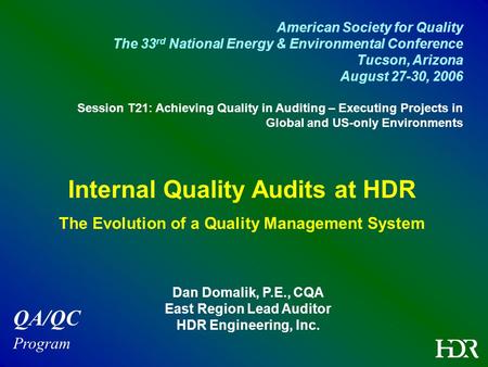Internal Quality Audits at HDR