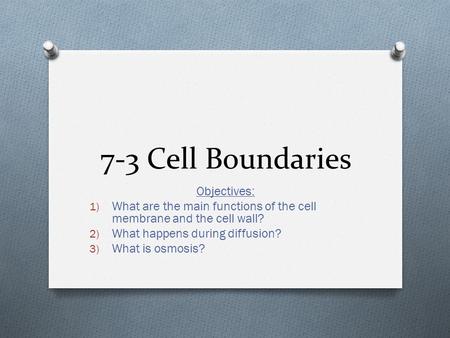 7-3 Cell Boundaries Objectives: