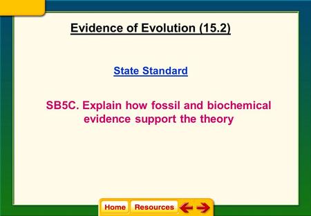 SB5C. Explain how fossil and biochemical evidence support the theory