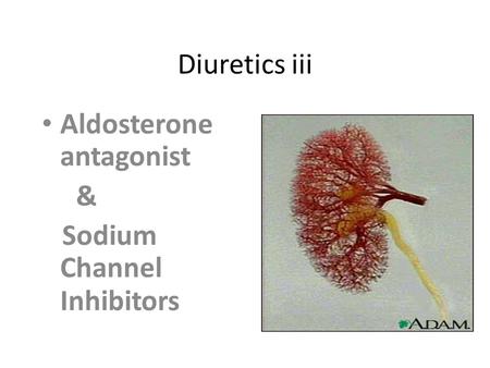 Diuretics iii Aldosterone antagonist & Sodium Channel Inhibitors.