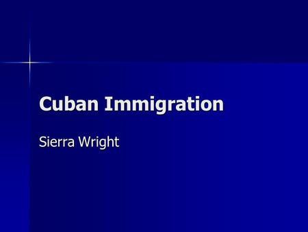 Cuban Immigration Sierra Wright. History of Cuban Immigration There have been 4 distinct waves of Cuban immigrants to the US There have been 4 distinct.