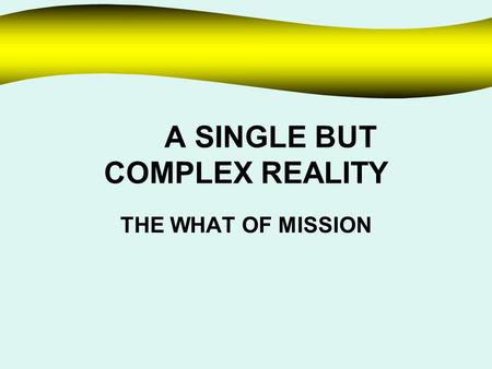 A SINGLE BUT COMPLEX REALITY THE WHAT OF MISSION.