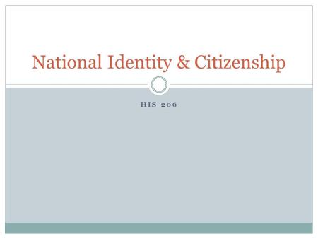 HIS 206 National Identity & Citizenship. Ideological Definition of National Identity Republican ideology claims universal application  Social contract.