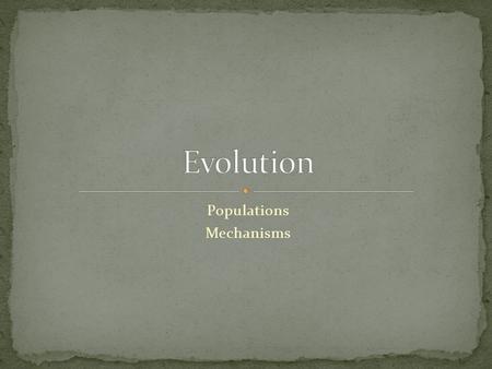 Populations Mechanisms