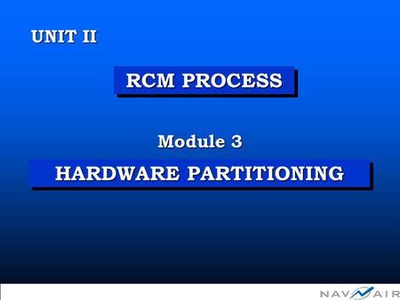 HARDWARE PARTITIONING Module 3 UNIT II RCM PROCESS  Copyright 2002, Information Spectrum, Inc. All Rights Reserved.