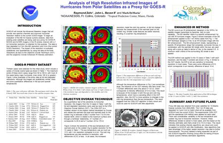 Analysis of High Resolution Infrared Images of Hurricanes from Polar Satellites as a Proxy for GOES-R INTRODUCTION GOES-R will include the Advanced Baseline.