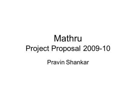 Mathru Project Proposal