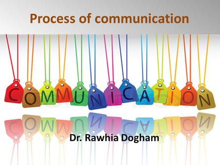 Process of communication 1 Dr. Rawhia Dogham. 2 1.List importance of communication in health care 2.Discuss the process of communication 3.