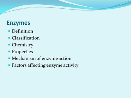 Enzymes Definition Classification Chemistry Properties