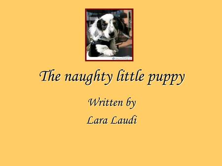 The naughty little puppy Written by Lara Laudi. The naughty little puppy A month ago, Thomas and Katy were at home. They tried to play with their dog.
