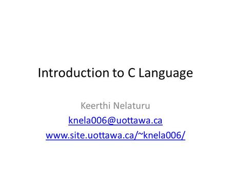 Introduction to C Language