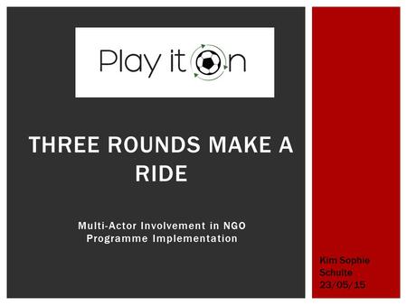 Multi-Actor Involvement in NGO Programme Implementation THREE ROUNDS MAKE A RIDE Kim Sophie Schulte 23/05/15.