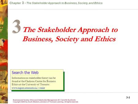 Business and Society: Ethics and Stakeholder Management, 5E Carroll & Buchholtz Copyright ©2003 by South-Western, a division of Thomson Learning. All.