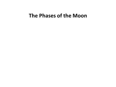 The Phases of the Moon. Is the Earth’s shadow is the cause of the Moon’s phases?