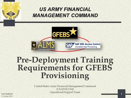 Pre-Deployment Training Requirements for GFEBS Provisioning