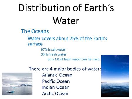 Distribution of Earth’s Water